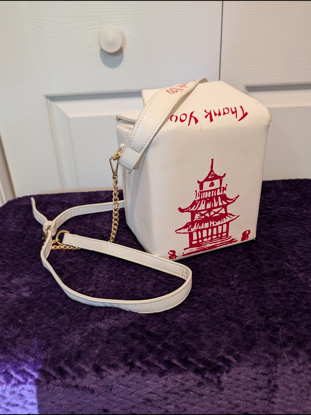 White & Red Chinese Takeout Box Crossbody Bag